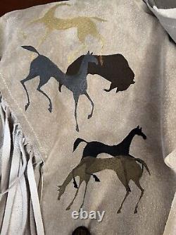 Vintage Santa Fe Recreations SFR Coat Jacket Fringe South Western Horse Art