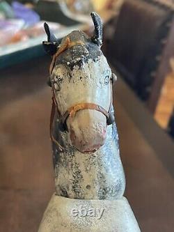 Vintage Schoenhut Humpty Dumpty Circus Painted Eyed White Horse Leather Saddle