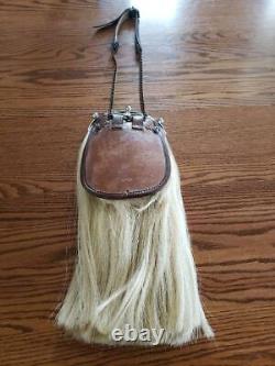 Vintage Scottish Genuine Leather & Horse Hair Dress Sporran with Chain & Belt