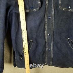 Vintage Sears Blue Leather Shop Suede Jacket 42 Rancher Western Cowboy Coat 70's