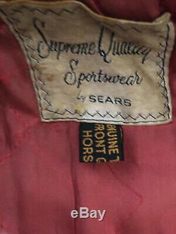 Vintage Sears Supreme Horsehide Horse Hide Leather Asymmetric Motorcycle Jacket