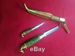 Vintage Set of 2 Horse Head Finland Made Pukko Hunting Knife WithLeather Sheath