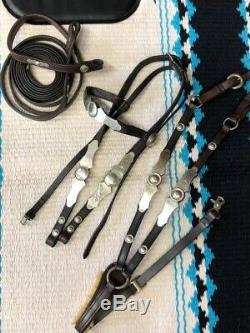 Vintage Silver Western Show Horse Headstall / Bridle Reins Breast Collar Set