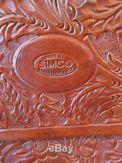 Vintage Simco Horse Western Saddle Bag Leather Cowboy Trail Ride 14x14