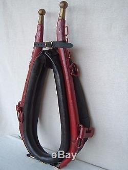 Vintage Small Horse/Pony Leather Horse Collar with Wooden Hames/ Brass Balls-Nice