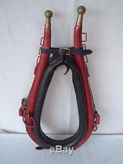Vintage Small Horse/Pony Leather Horse Collar with Wooden Hames/ Brass Balls-Nice