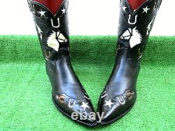 Vintage? Stallion? Inlay? Cut Out? Horses? Stars Spurs? Rare? Western Boots 9.5 D