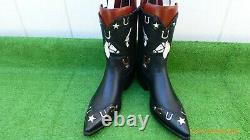 Vintage Stallion Inlay Guns Horse Shoes Saddle Spurs Stars Rare Boots 11 D
