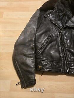 Vintage Star Glove Leather Jacket Horse Hide CHP 30s/40s Black Motorcycle LAPD