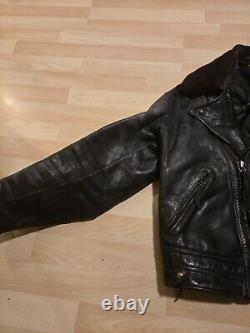 Vintage Star Glove Leather Jacket Horse Hide CHP 30s/40s Black Motorcycle LAPD