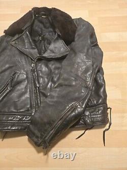 Vintage Star Glove Leather Jacket Horse Hide CHP 30s/40s Black Motorcycle LAPD