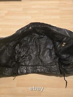 Vintage Star Glove Leather Jacket Horse Hide CHP 30s/40s Black Motorcycle LAPD