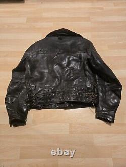 Vintage Star Glove Leather Jacket Horse Hide CHP 30s/40s Black Motorcycle LAPD