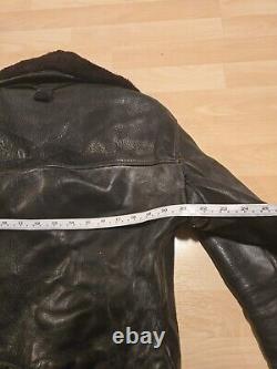 Vintage Star Glove Leather Jacket Horse Hide CHP 30s/40s Black Motorcycle LAPD