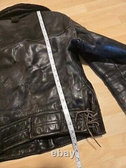 Vintage Star Glove Leather Jacket Horse Hide CHP 30s/40s Black Motorcycle LAPD