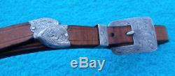 Vintage Sterling Silver 3 Pc. Buckle Set Leather Horse Chin Curb Strap