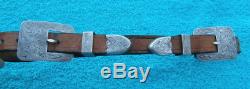 Vintage Sterling Silver 3 Pc. Buckle Set Leather Horse Chin Curb Strap