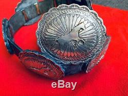Vintage Sterling Silver 9 Piece Concho Belt Horse Or Stallion Motifs