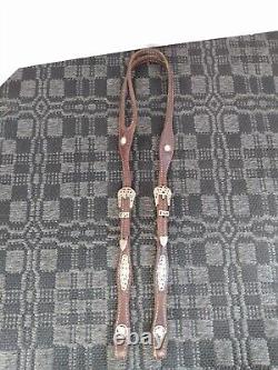 Vintage Sterling Silver Filigree Buckle Concho Show Headstall One Ear Bridle