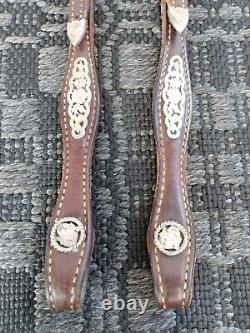 Vintage Sterling Silver Filigree Buckle Concho Show Headstall One Ear Bridle