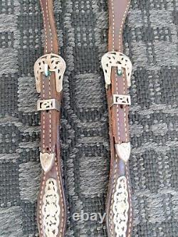 Vintage Sterling Silver Filigree Buckle Concho Show Headstall One Ear Bridle