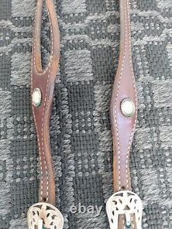 Vintage Sterling Silver Filigree Buckle Concho Show Headstall One Ear Bridle