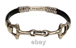 Vintage Sterling Silver Leather Horse Bridle Bit Stirrup Bracelet Taxco Mexico