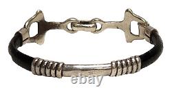 Vintage Sterling Silver Leather Horse Bridle Bit Stirrup Bracelet Taxco Mexico