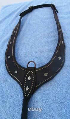 Vintage Studded Diamond Old Leather Horse Parade Martingale