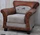 Vintage Style Armchair Leather & Canvas Charleston Polo Horse Design NEW