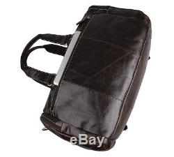 Vintage Style Crazy Horse Leather Mens Briefcase Shoulder Bag Travel Tote Unisex