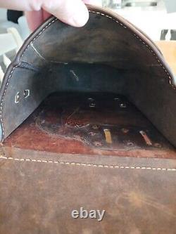 Vintage Swiss Army LEATHER Military Vertical backpack horse pack Saddlebag