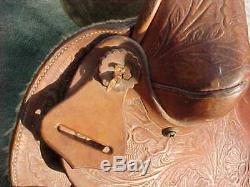 Vintage TEX TAN OF YOAKUM Texas Sm Leather Horse Saddle 414 Used w Stirrups 11