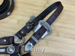 Vintage TOP QUALITY Full Size Western Horse Silver Show Halter w Lead