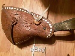 Vintage Tapaderos Tooled Leather Hooded Stirrups Wood/Metal Western Cowboy Horse