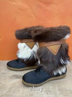 Vintage Technica Real Fur Apres Ski Boots Italy Winter boots Horse hair + Fur 39