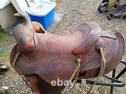 Vintage Tex Tan- Western Leather dude/Trail Saddle, horse gear, saddle and tack