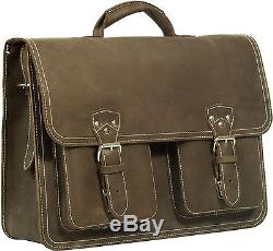 Vintage Thick Mud Brown Crazy Horse Leather Large Satchel Bag / Large Briefcase
