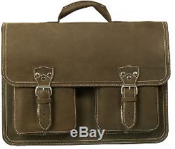 Vintage Thick Mud Brown Crazy Horse Leather Large Satchel Bag / Large Briefcase