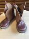 Vintage Toddler Red Leather Horse Imprint Cowboy Boots Baby Pull On Flat Bottom