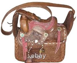 Vintage Tooled Crossbody Saddle Bag- Medium Size, Great Pre-owned Condition