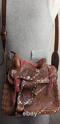 Vintage Tooled Crossbody Saddle Bag- Medium Size, Great Pre-owned Condition