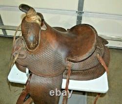 Vintage Tooled Leather Cowboy Western Horse Saddle Geo Lawrence Co. Oregon USA