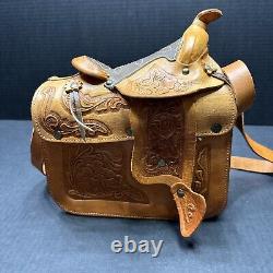 Vintage Tooled Leather Horse Saddle Purse Made In Mexico