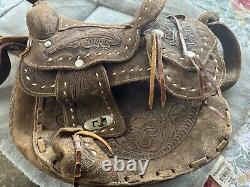 Vintage Tooled Leather Horse Saddle Purse Made In Mexico