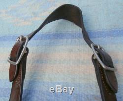 Vintage Tooled Leather Old Horse Martingale 2-1/2 in. Domed Silver Concho
