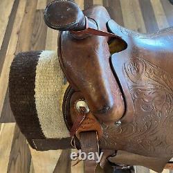 Vintage Tooled Leather Western Horse Saddle by Saddle King of Texas 15