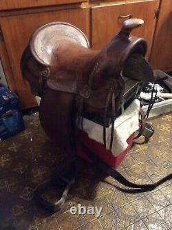 Vintage Tooled Western Horse Saddle
