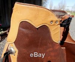 Vintage Two Color Brown Leather Horse Chaps Silver Conchos Wertz Saddlery Mont