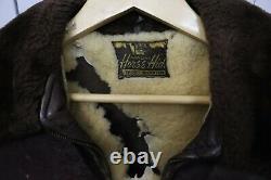 Vintage Used 1960's Genuine Brown Horse Hide Leather Jacket Tone Liner USA